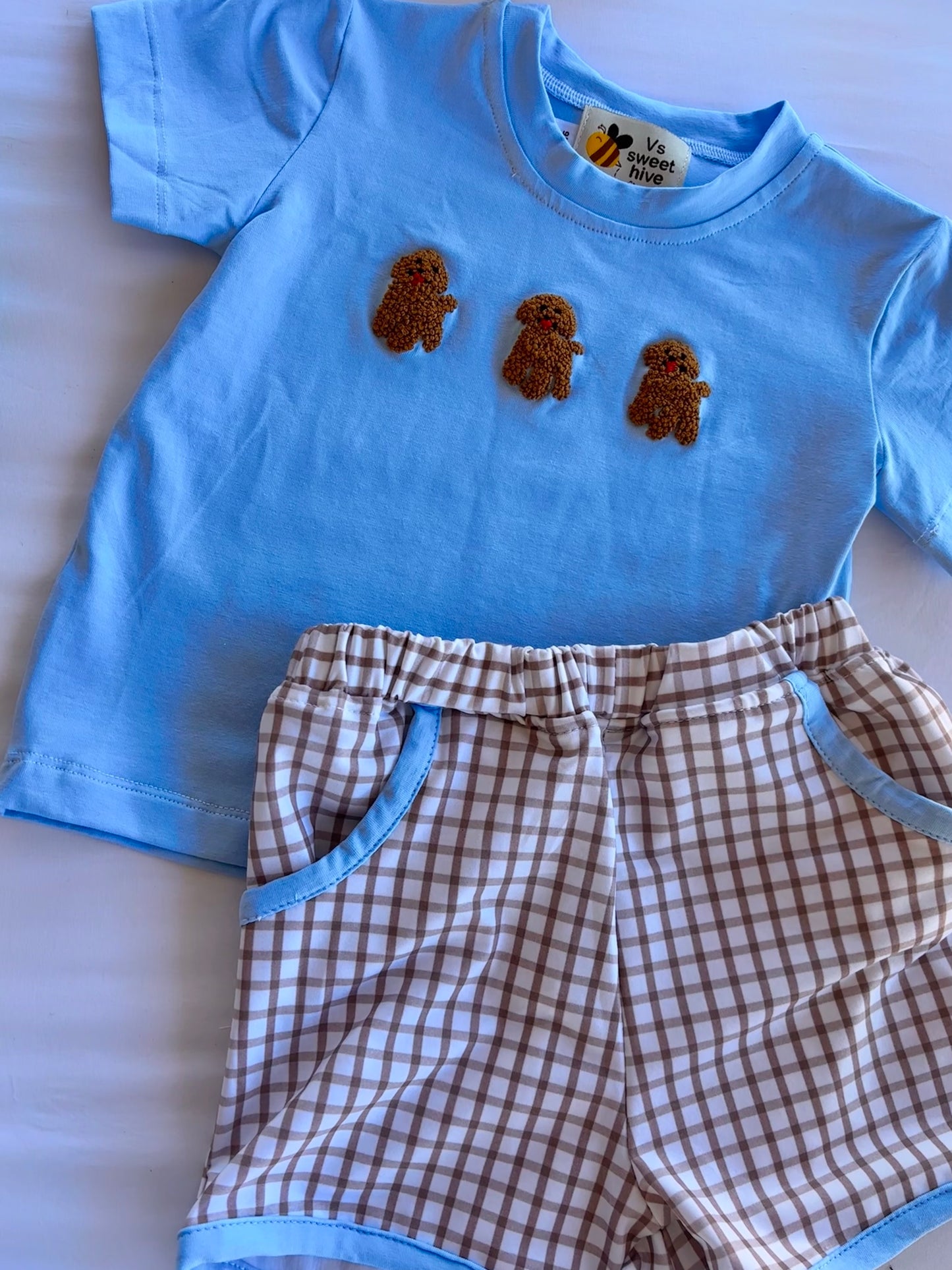 Blue Puppy Short Set
