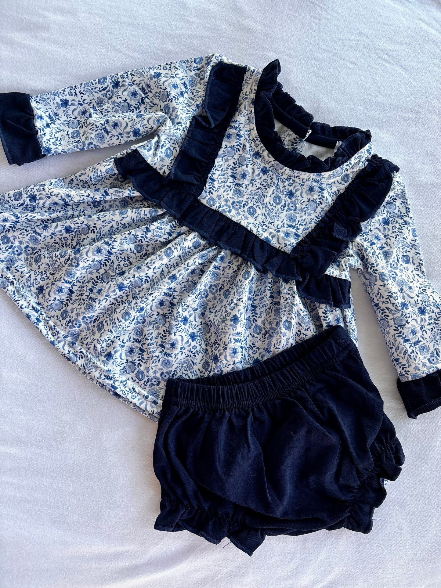 Blue Floral Bummie Set