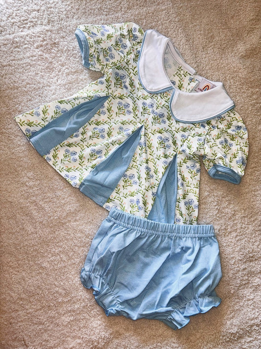 Blue Floral Bummie Set