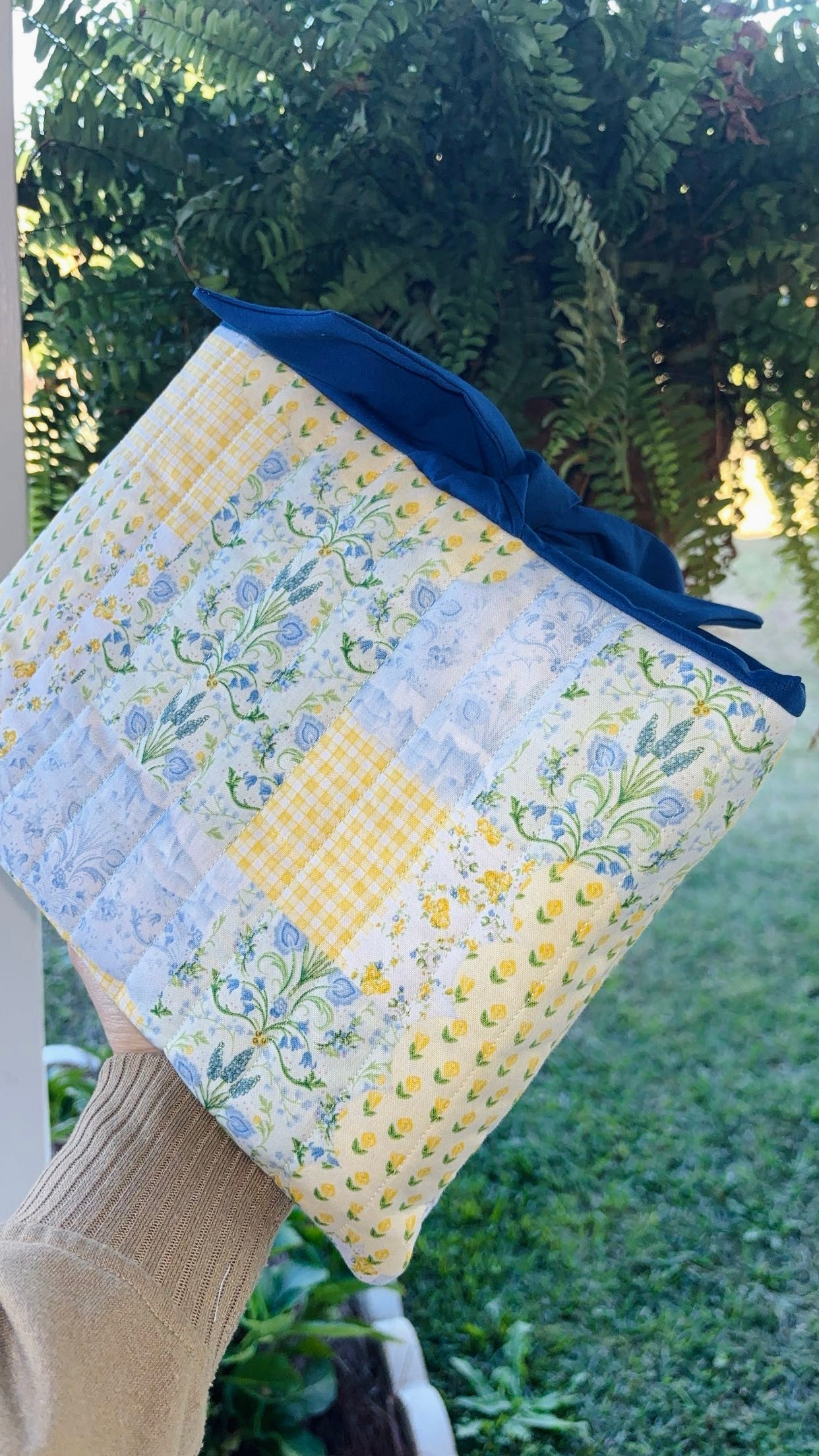 Yellow Floral Quilted Bible Case