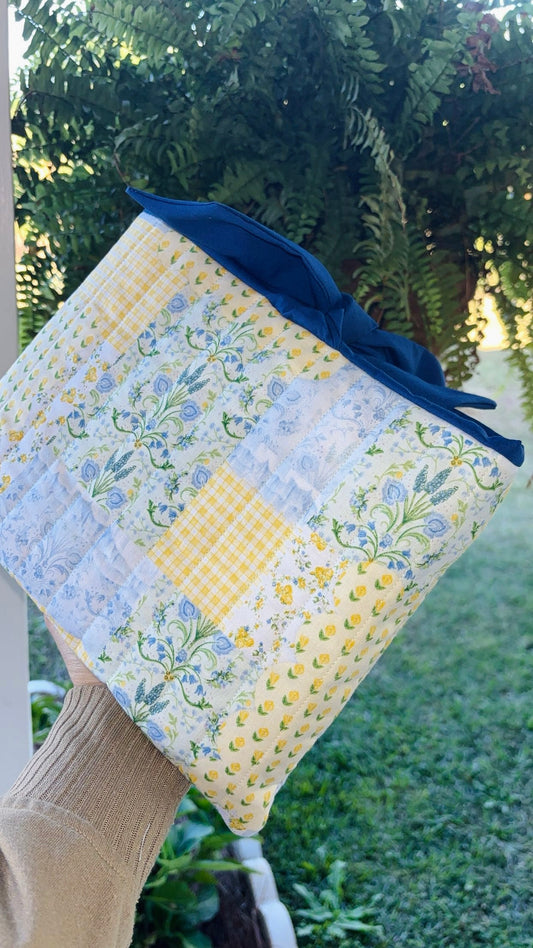 Yellow Floral Quilted Bible Case