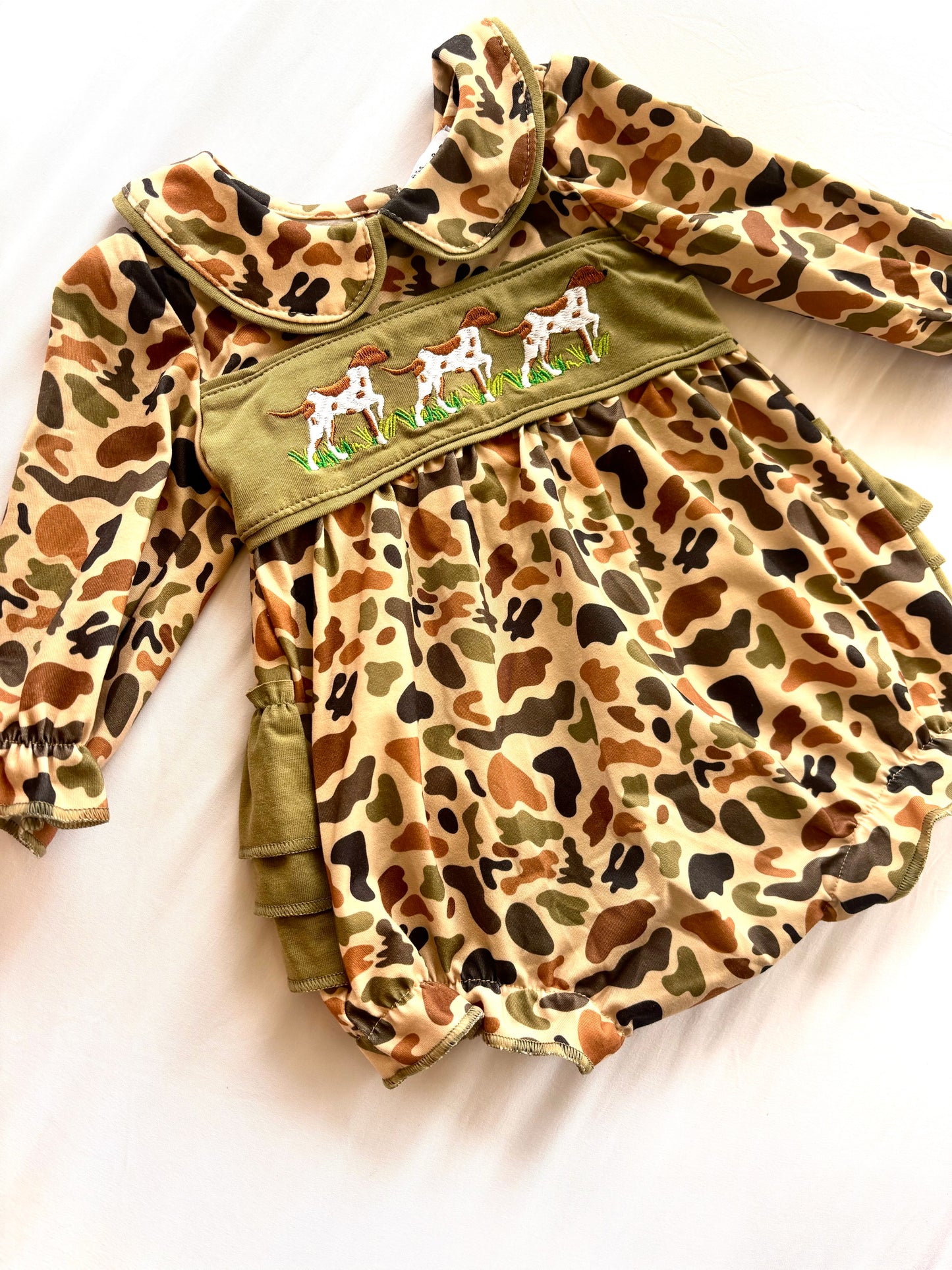 Hunting Ruffle Dog Romper